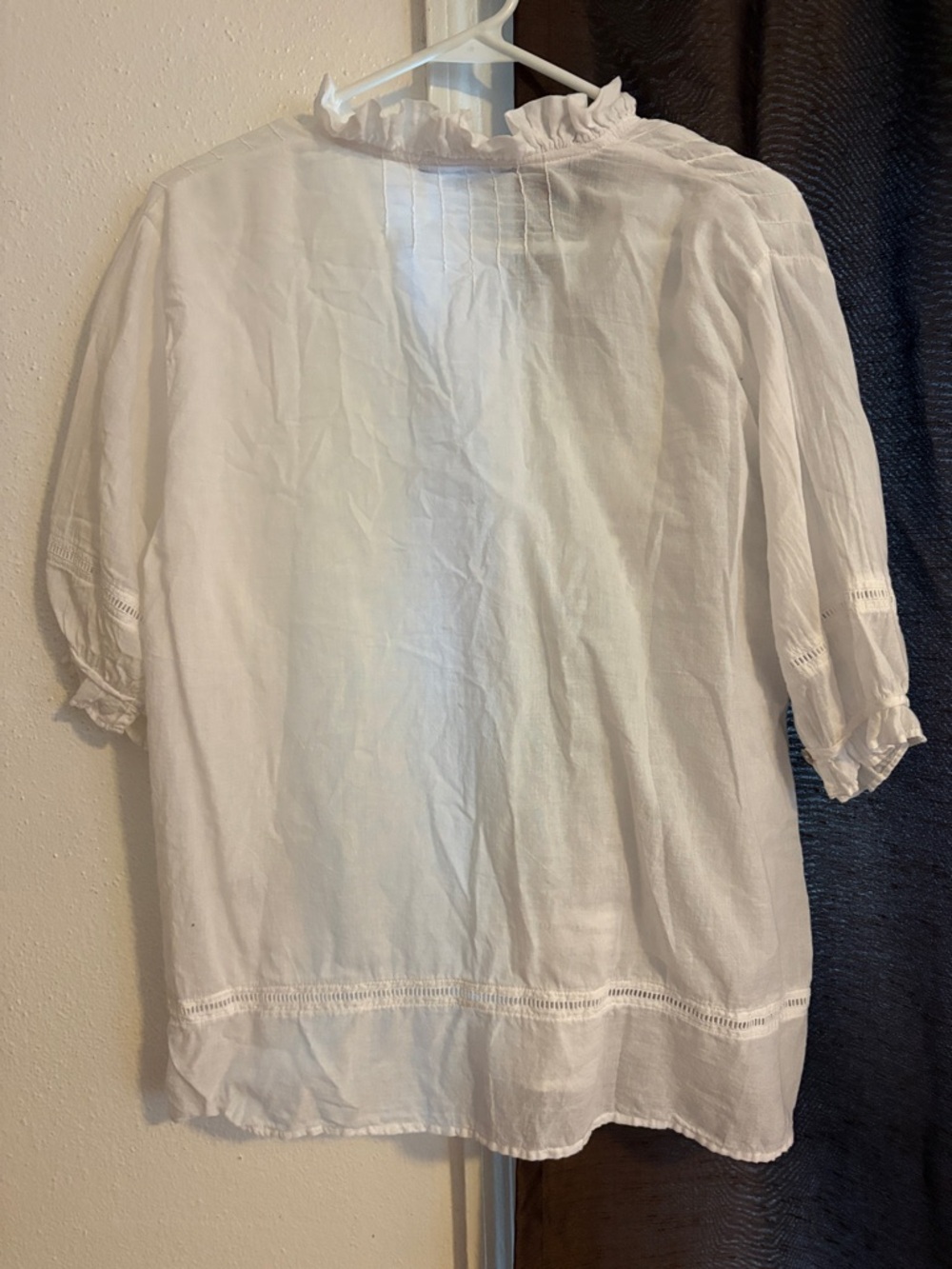 White Embroidered Button-Front Women's Top - Picture 4 of 4